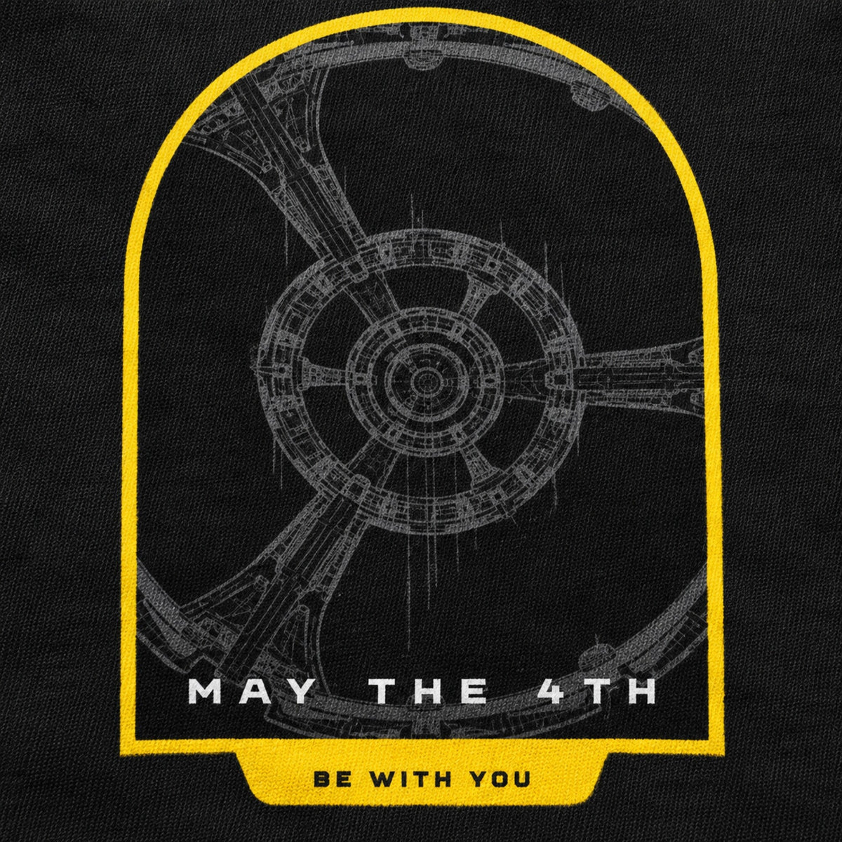 May The 4th Blueprint Arch Tee — print detail close-up