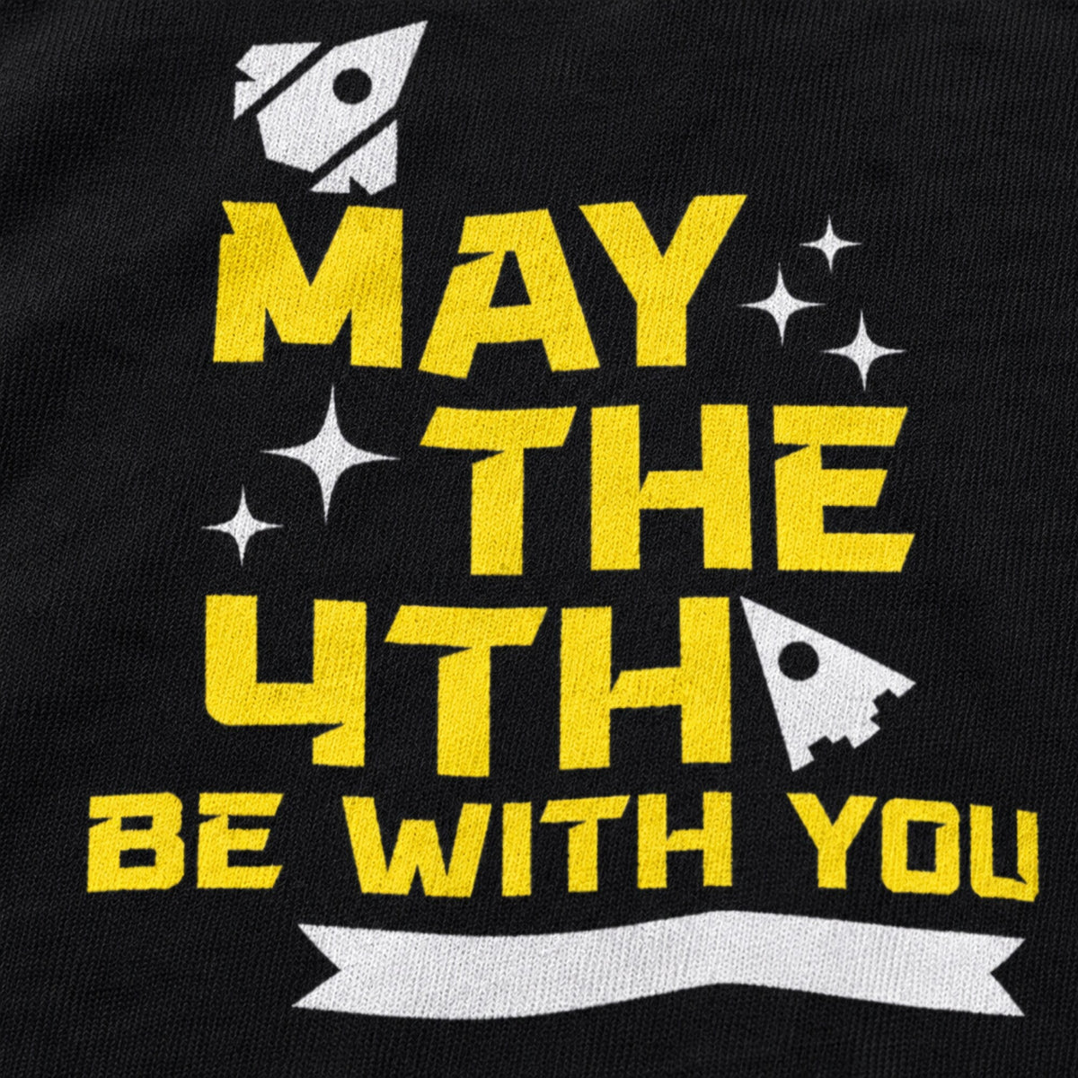 May The 4th Rockets and Stars Tee — print detail close-up