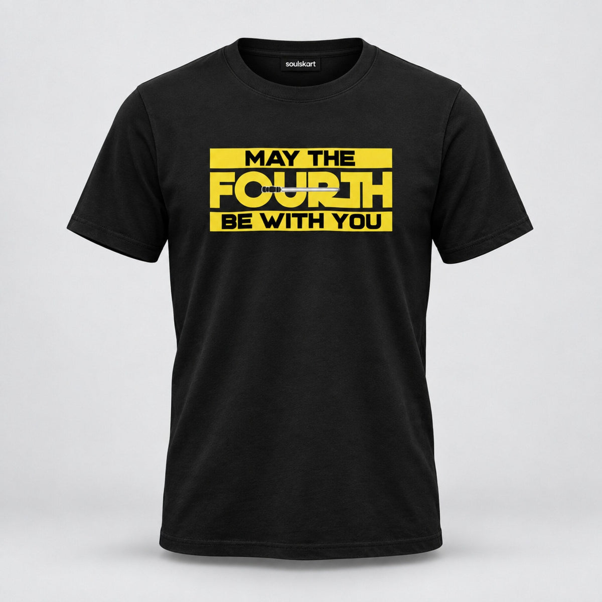 May The Fourth Yellow Block Tee — front view