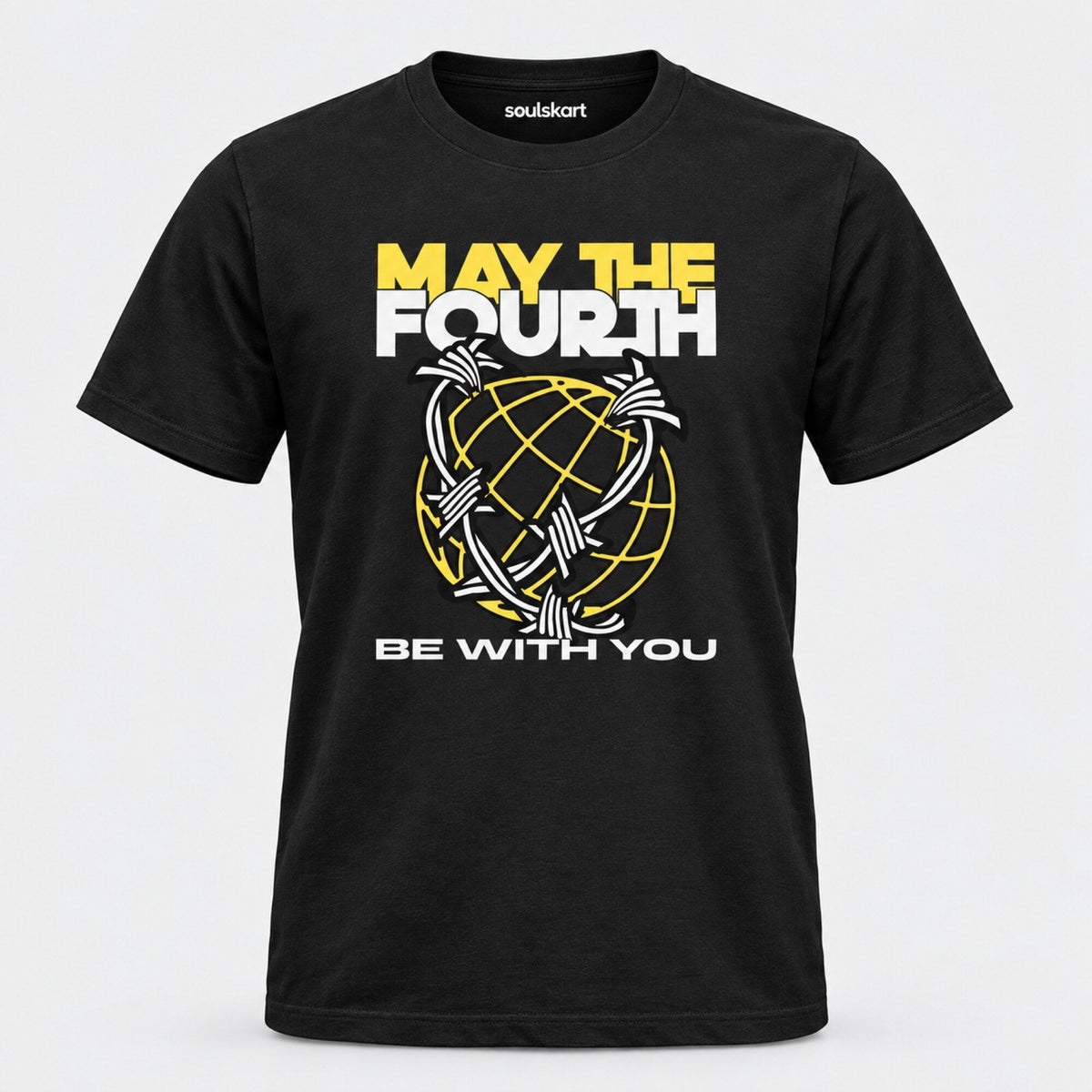 May The Fourth Barbed Wire Globe Tee — front view