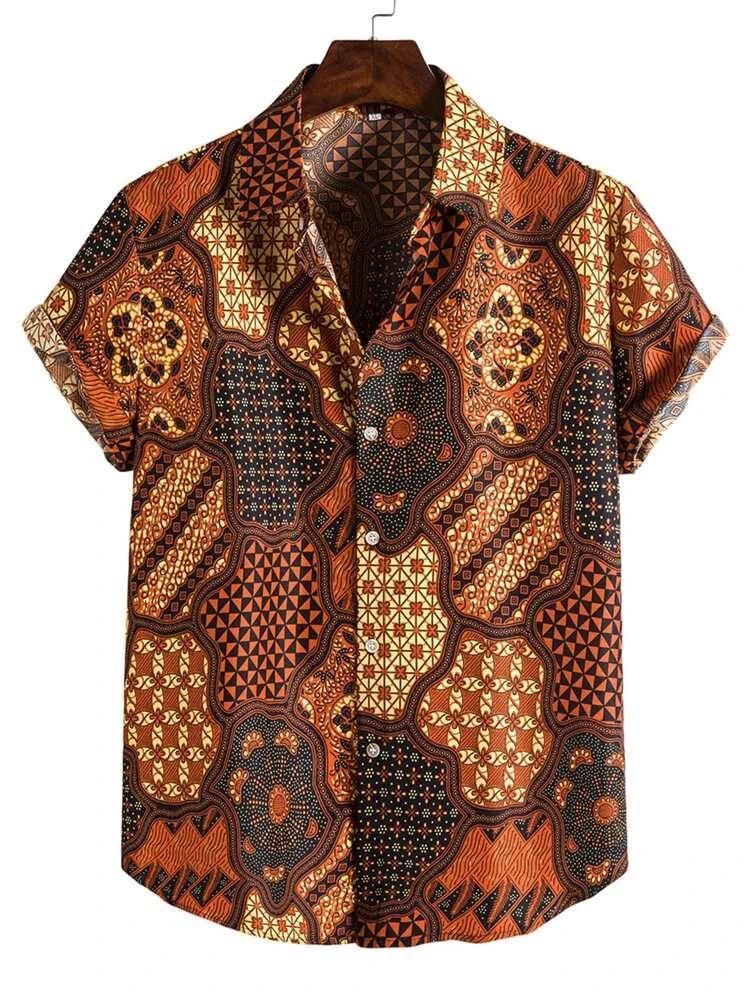 Men's Causal Printed Lycra Blend Shirts — main product image