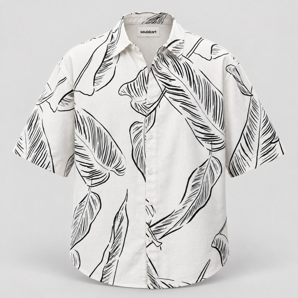 Men's Printed Cotton Half Shirts — front view
