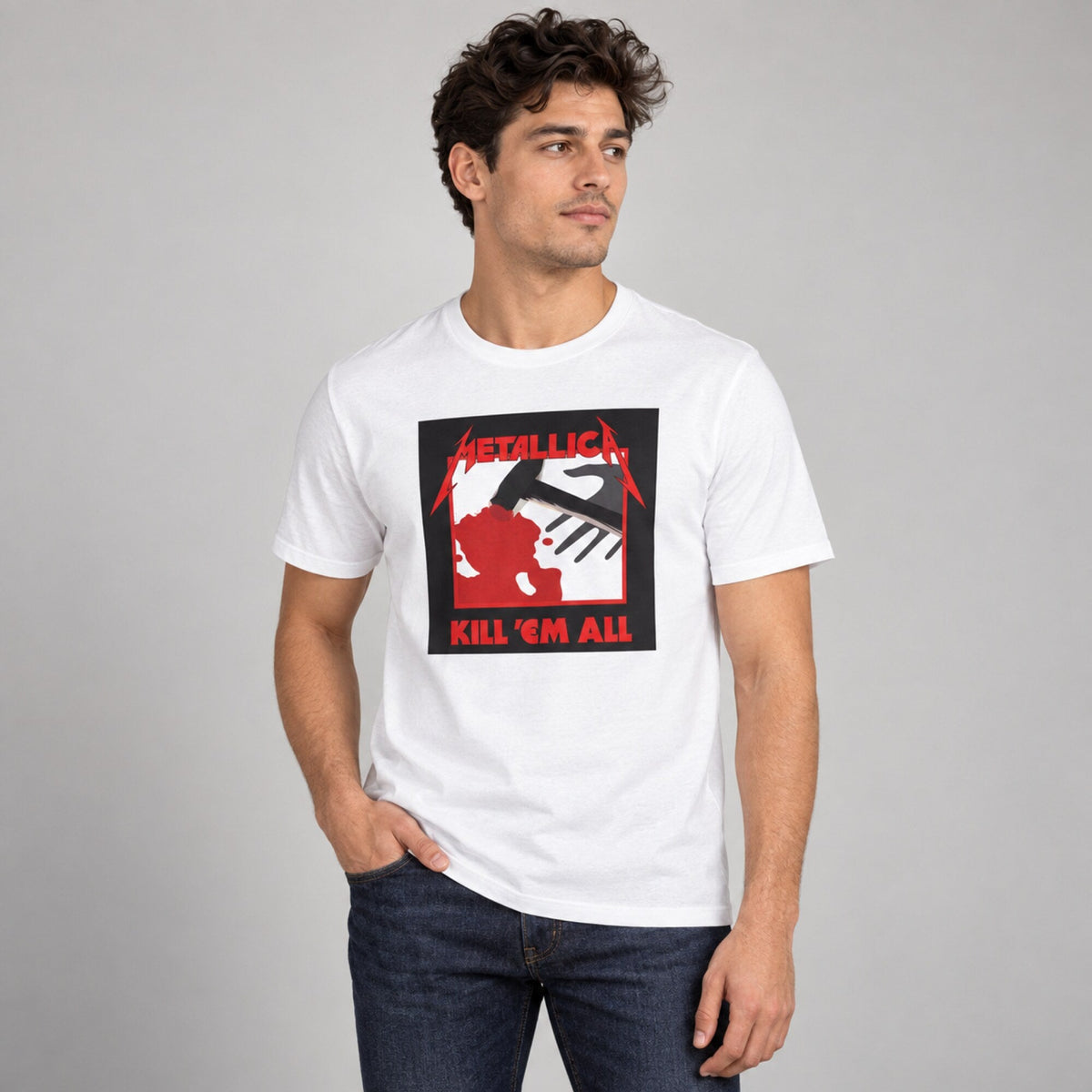 Metallica 'Kill 'Em All' Unisex Tee — worn on model, front