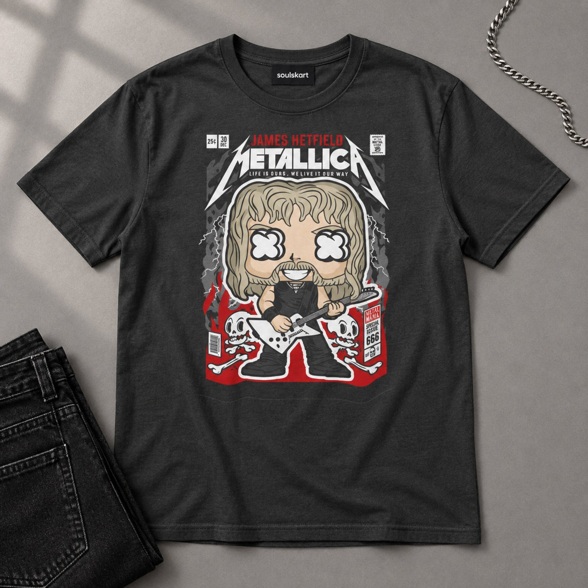 Metallica Pop Art Unisex T-Shirt — on hanger