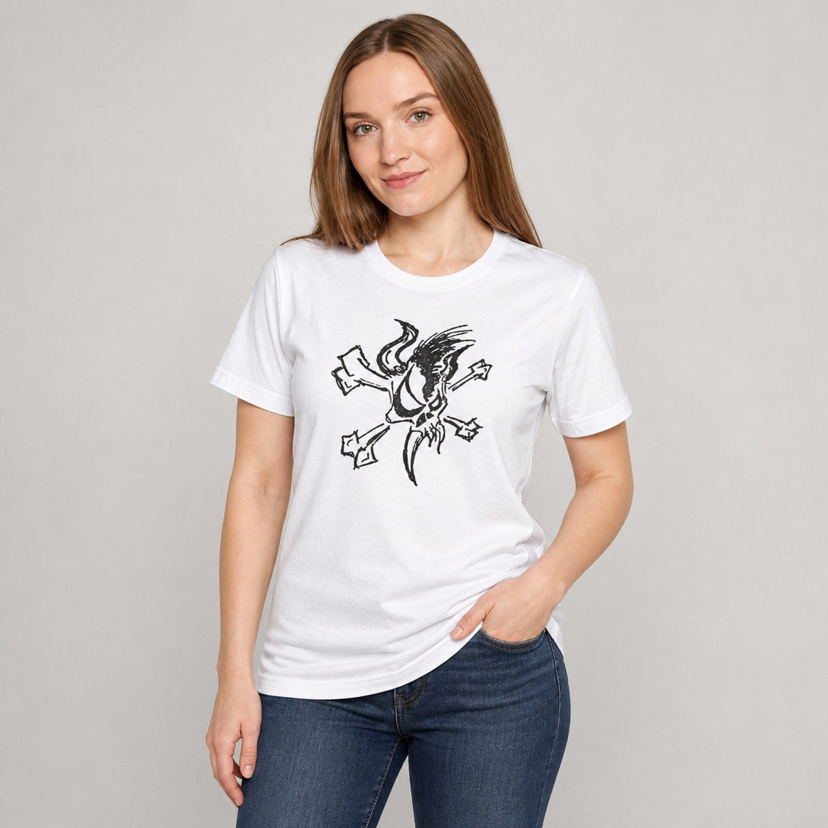 Metallica Rock On Tee — worn on model, front