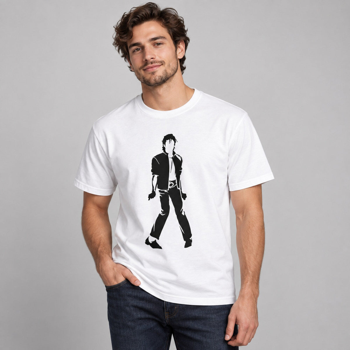 Michael Jackson Unisex T-Shirt — worn on model, front
