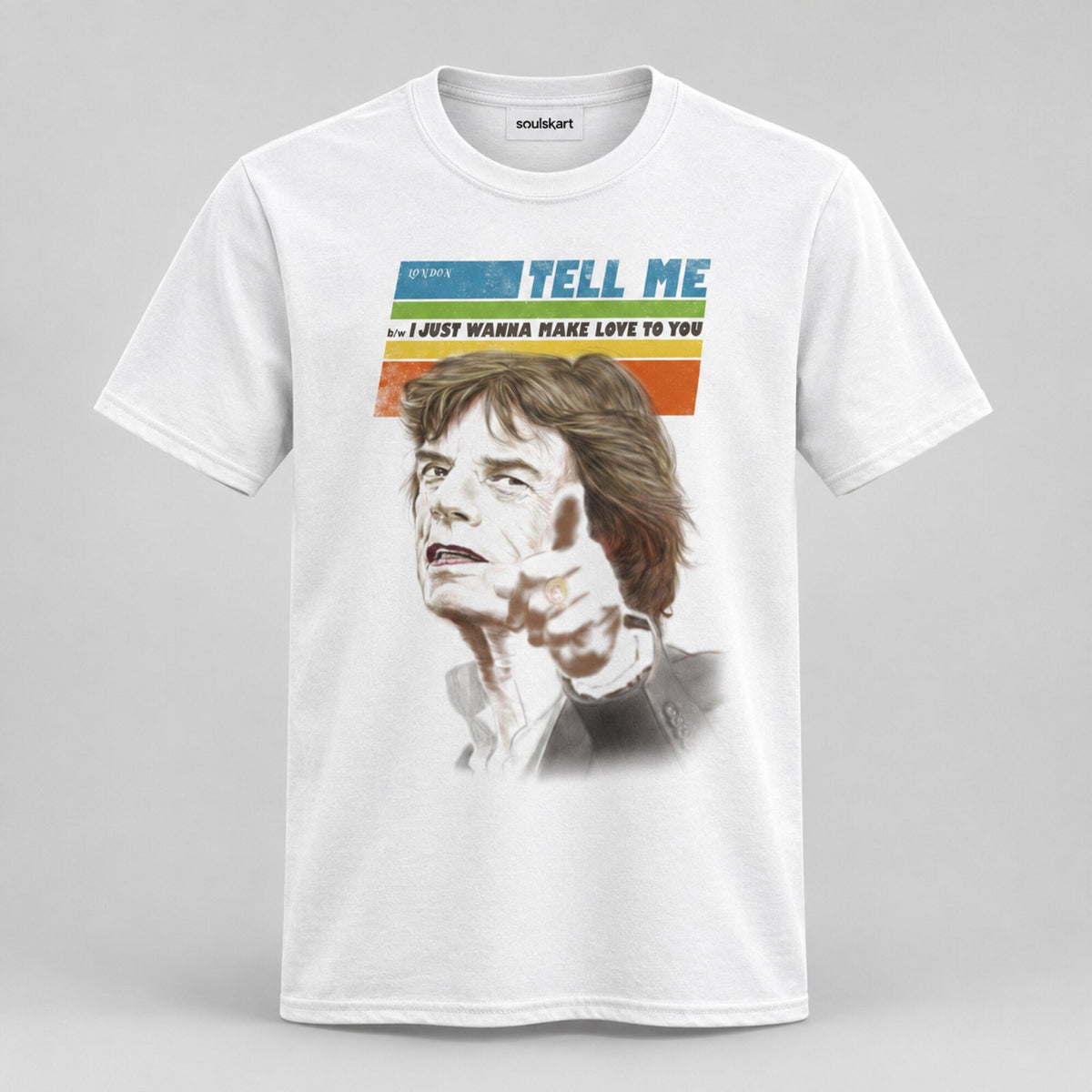 Mick Jagger Tell Me Portrait Tee — front view