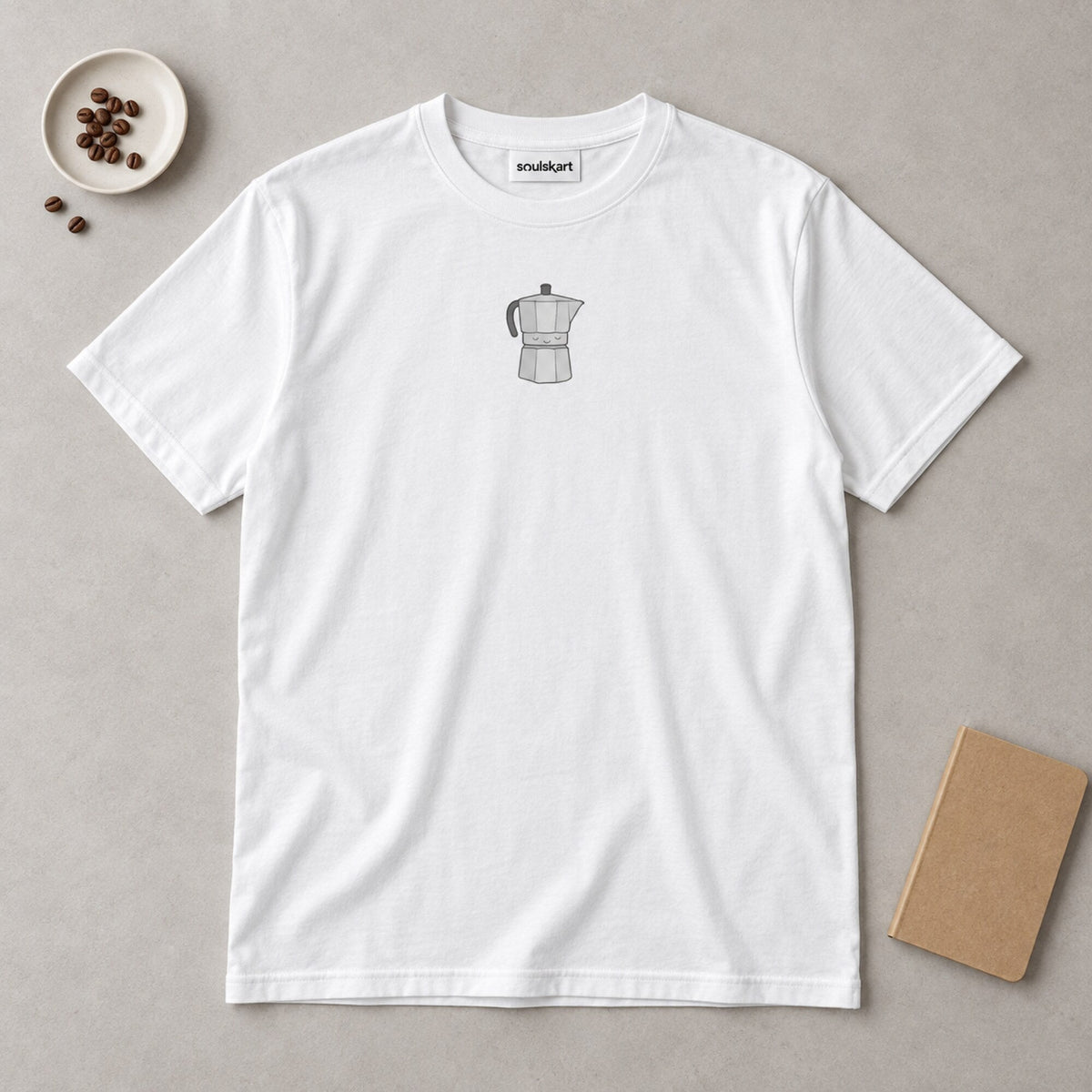 Moka Pot Coffee T-Shirt — on hanger