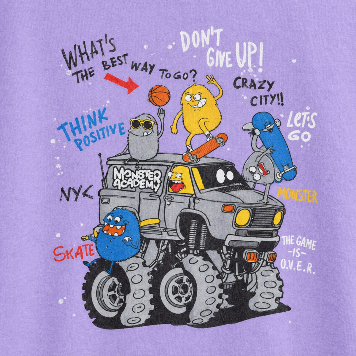 Monster Academy Streetwear T-Shirt — print detail close-up