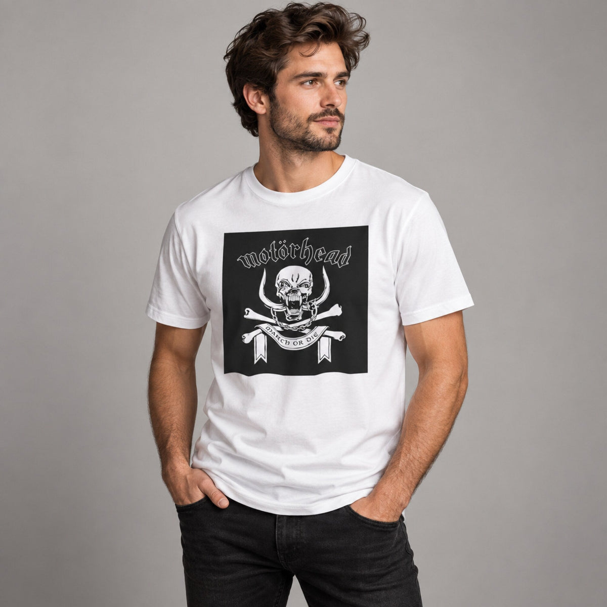Motorhead Unisex T-Shirt — worn on model, front