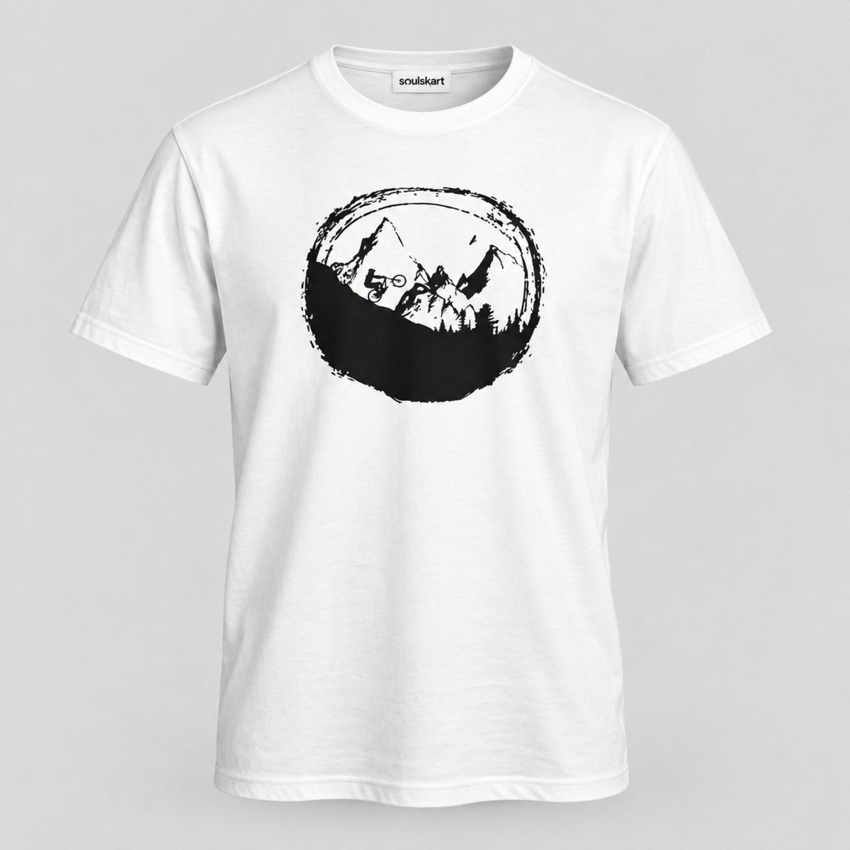 Mountain Biking Unisex Printed T-Shirt — front view