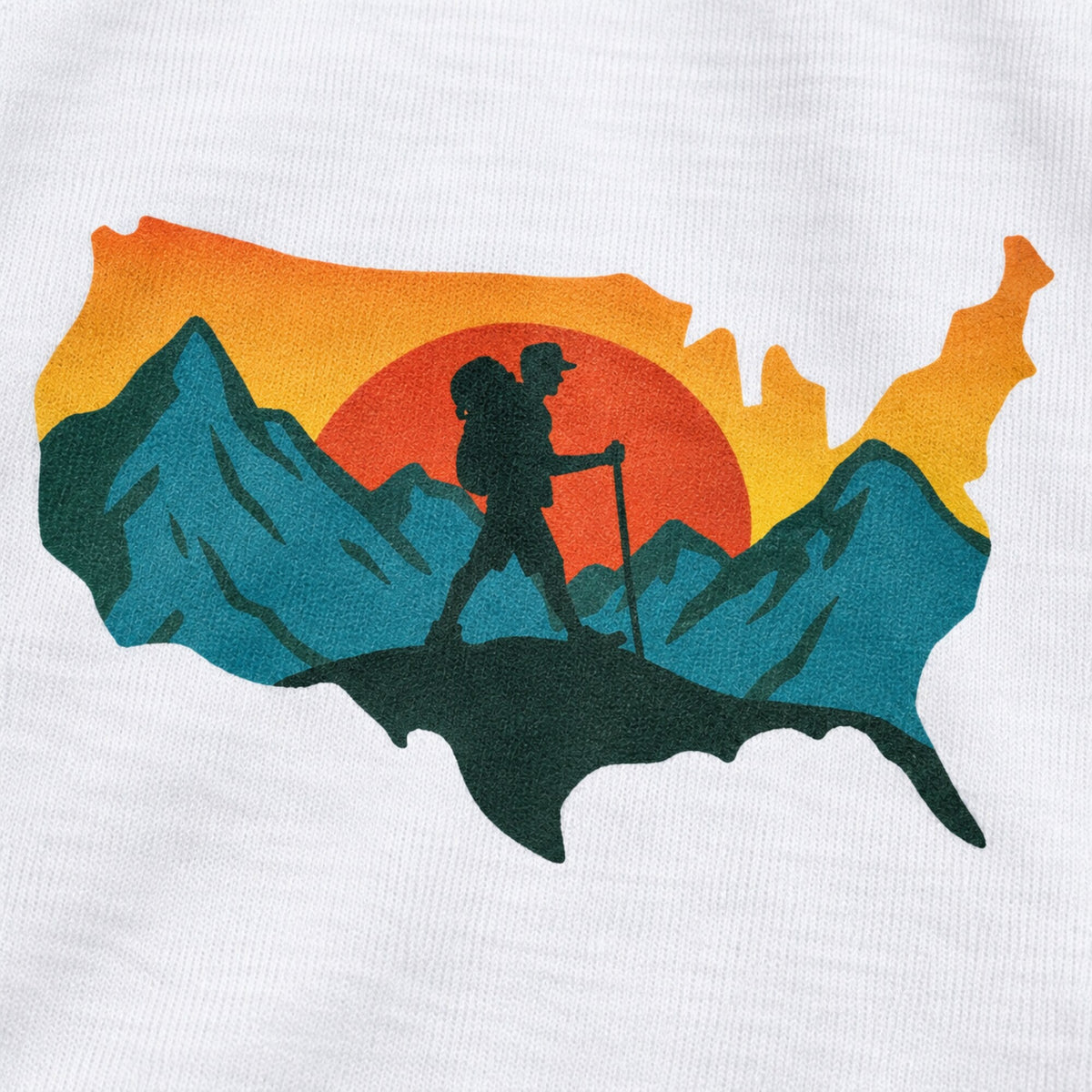 Mountain Expedition USA Map Tee — print detail close-up