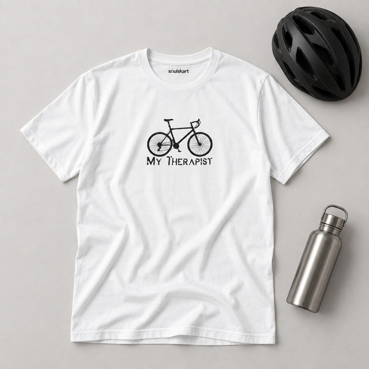 My Therapist Cycling Unisex Printed T-Shirt — on hanger