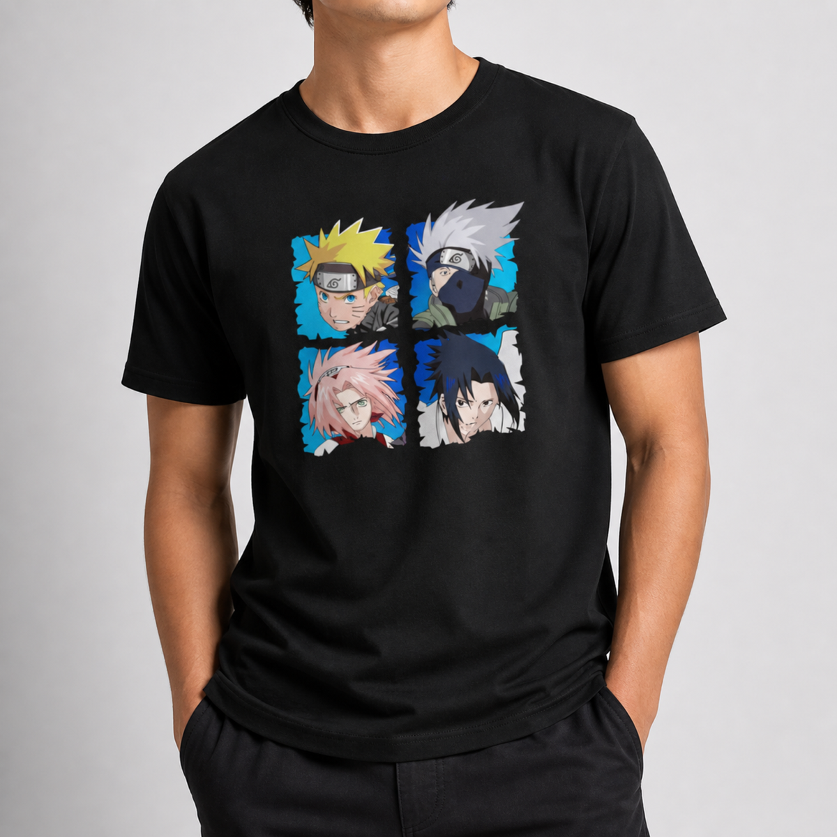 Naruto Shippuden Squad Goals T-Shirt: Unleash Your Inner Ninja with Naruto, Sakura, Kakashi & Sasuke - Eco-Friendly Anime Magic