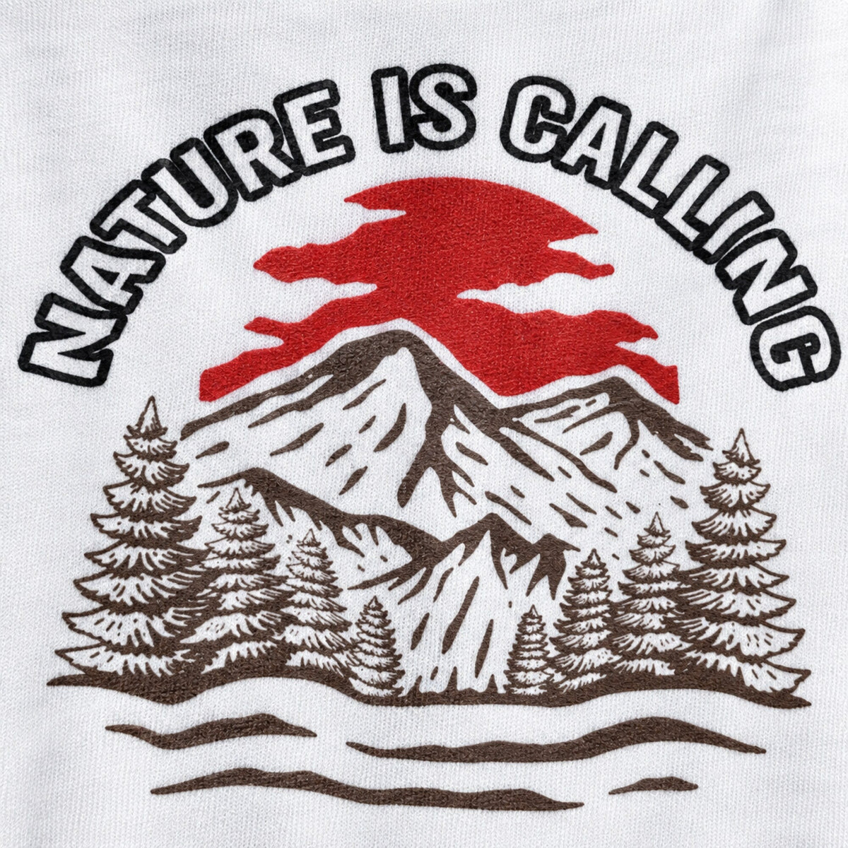 Nature Is Calling Unisex T-Shirt — print detail close-up