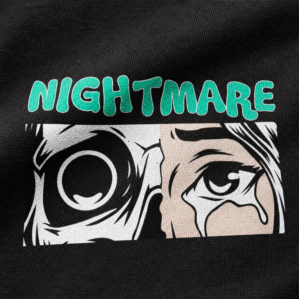 Nightmare Unisex Streetwear Tee — print detail close-up