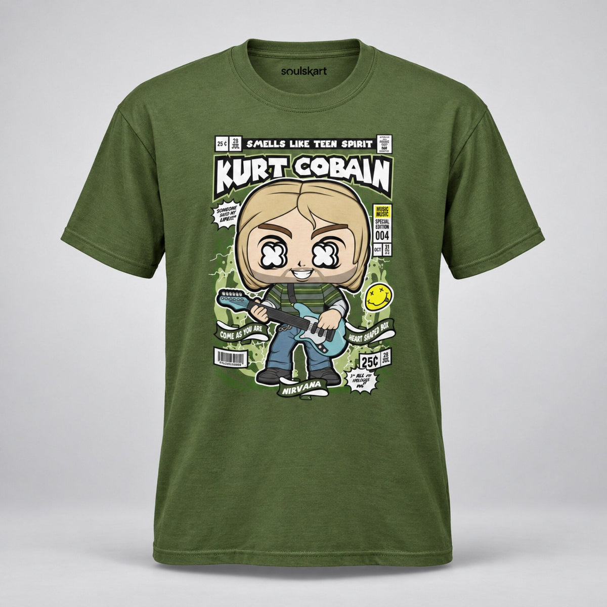 Kurt Cobain Teen Spirit Comic Tee — front view