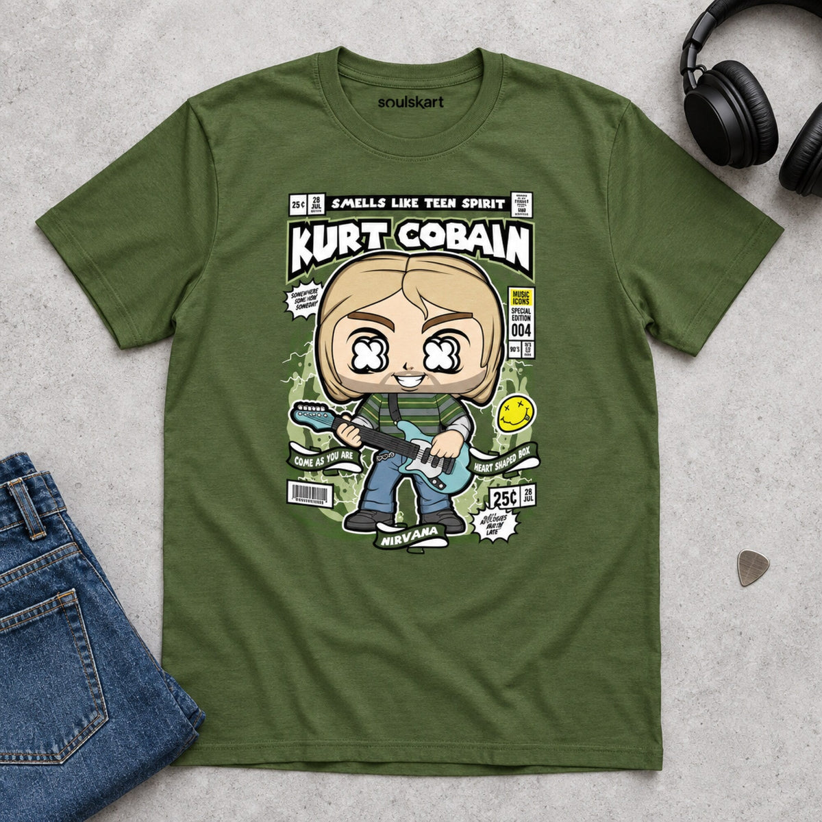 Kurt Cobain Teen Spirit Comic Tee — on hanger