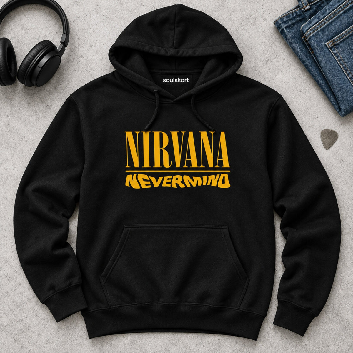 Nirvana Nevermind Unisex Hoodie — on hanger