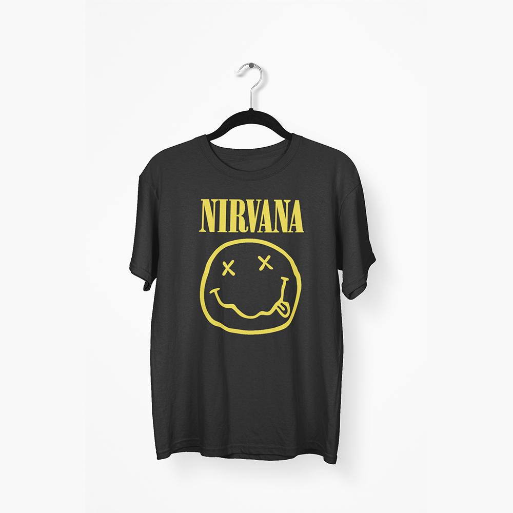 Nirvana Smiley Face Tee — Washed Black — main product image
