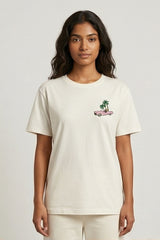 Palm Drive Embroidered Off-White Classic Crew T-Shirt