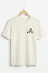 Palm Drive Embroidered Off-White Classic Crew T-Shirt