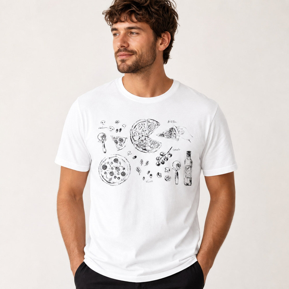 Pizza Party Tee — worn on model, front
