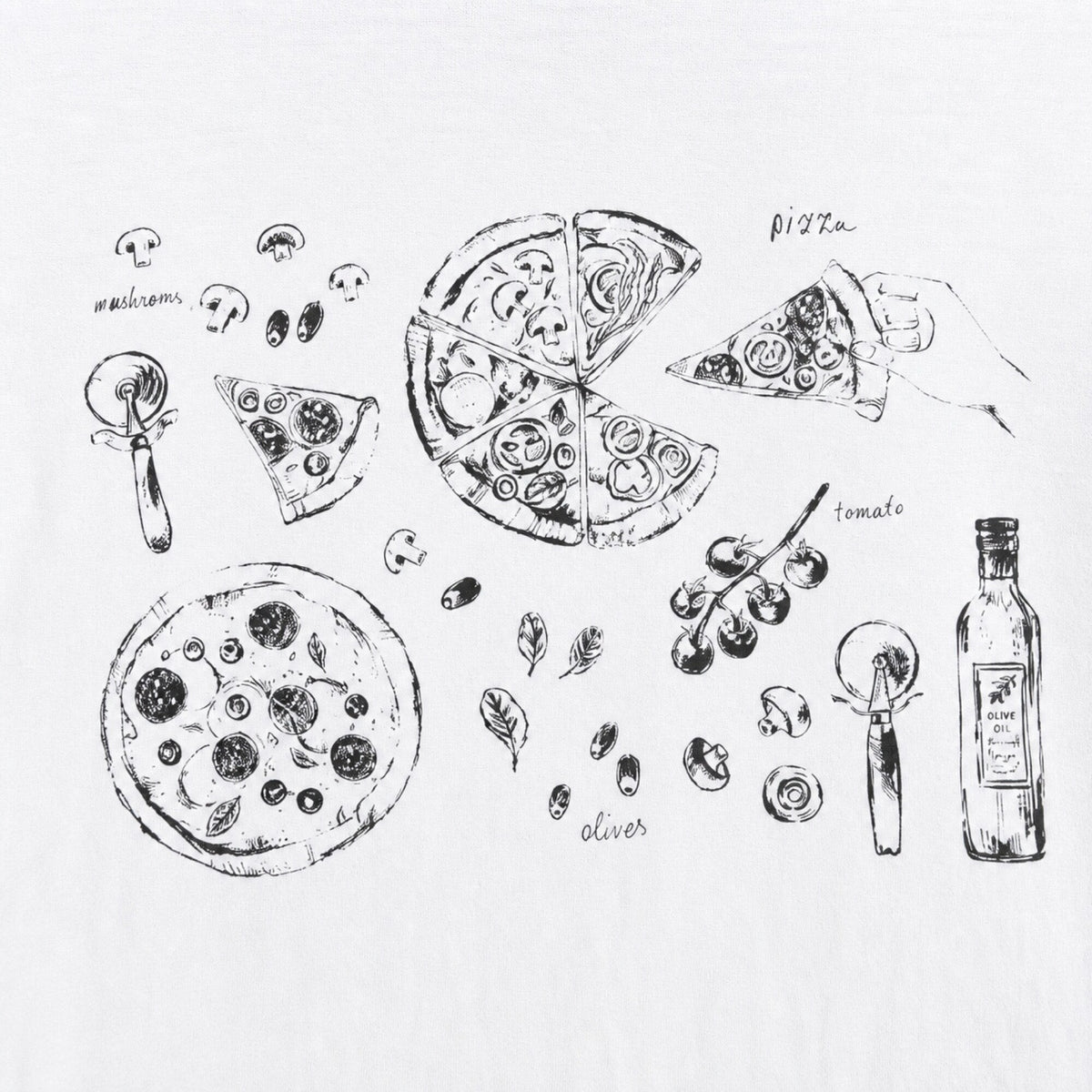 Pizza Party Tee — print detail close-up