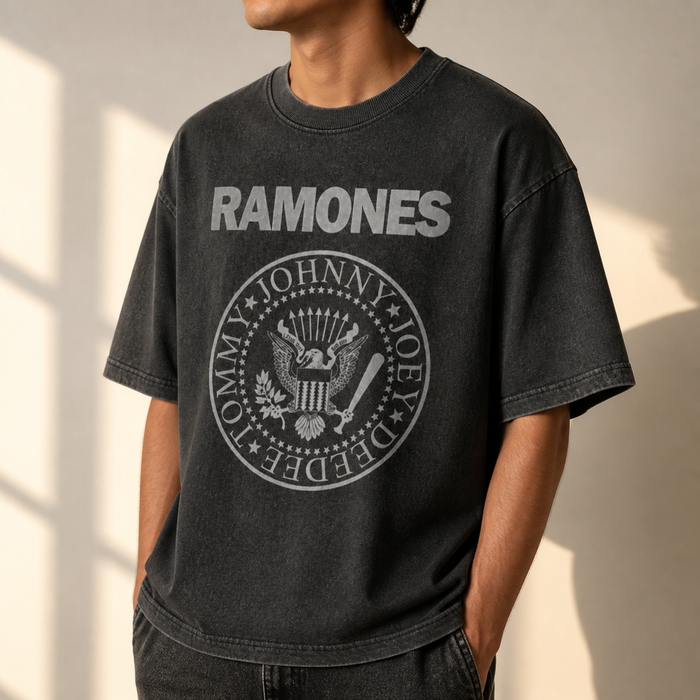 Ramones Oversized Vintage Acid-Washed Tee