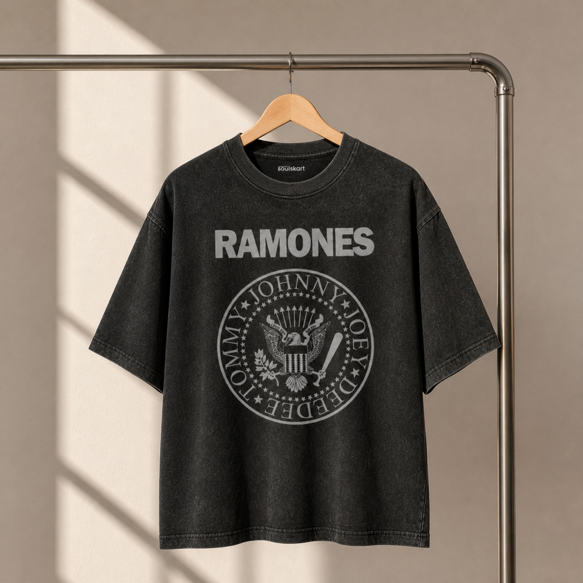Ramones Oversized Vintage Acid-Washed Tee