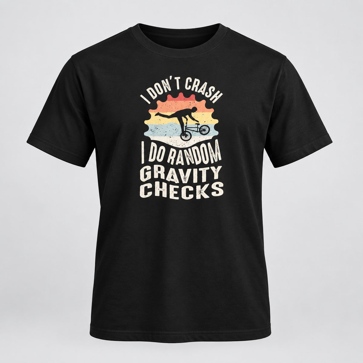 Random Gravity Checks Cycling Unisex T-Shirt, ghost mannequin front
