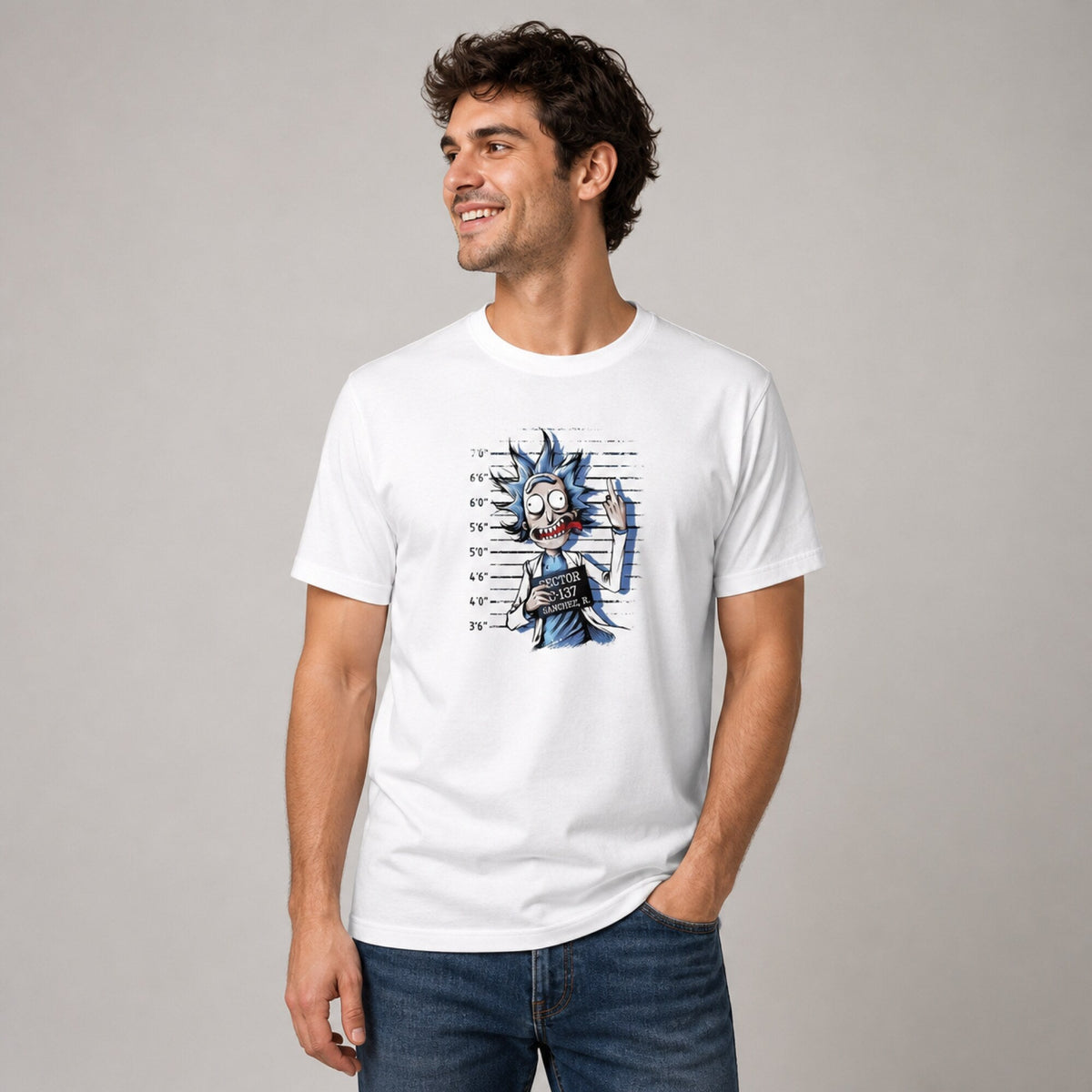 Rick-tastic Adventure Tee — worn on model, front