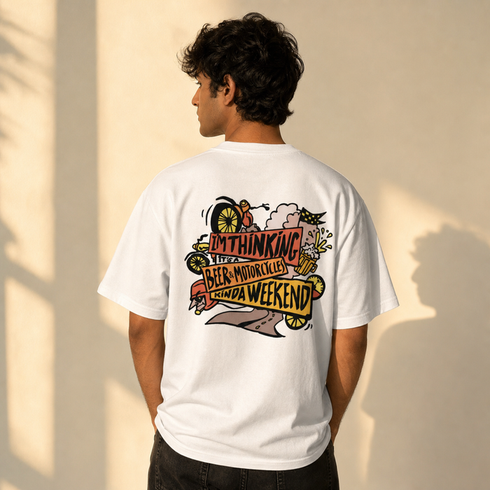 Ride in Style: Beer and Motorcycle Oversized T-Shirt