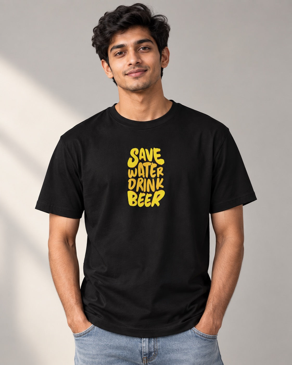 Save Water Drink Beer T-Shirt, on-model front