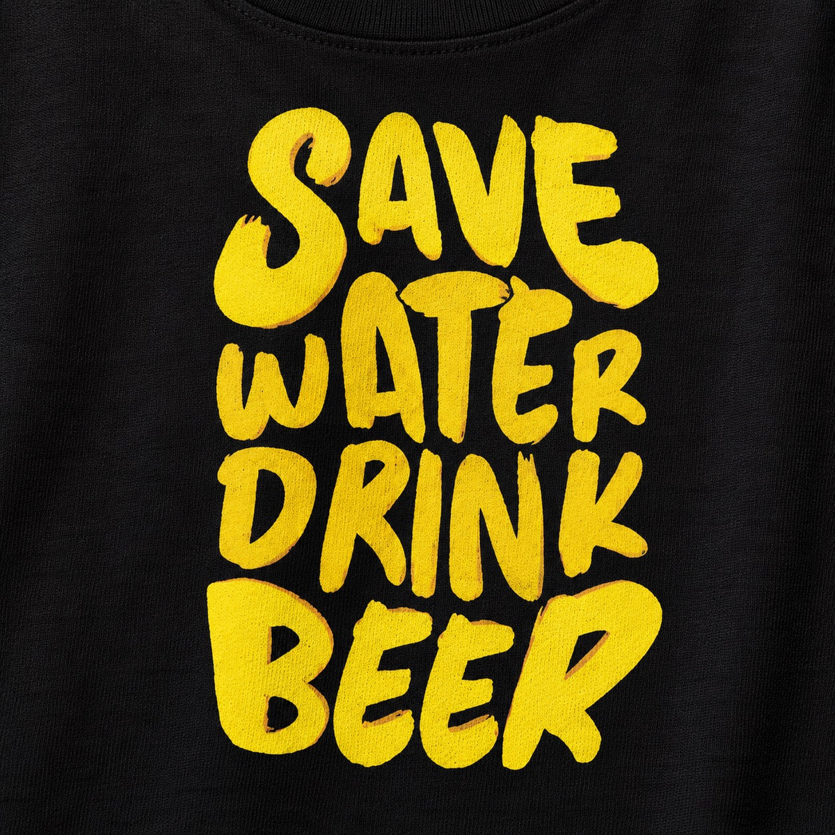 Save Water Drink Beer T-Shirt, cotton print close-up