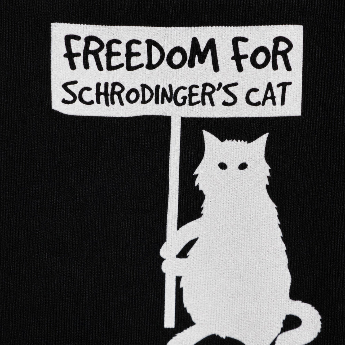 Freedom for Schrodinger's Cat Unisex T-Shirt — print detail close-up