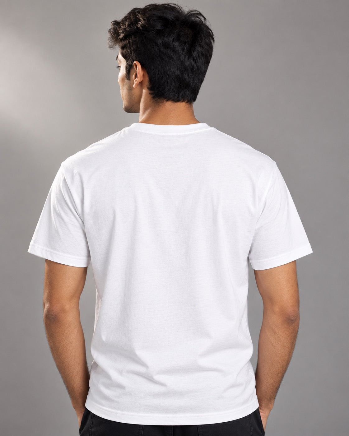 Shut Up and Ride Unisex Printed T-Shirt, on-model plain back