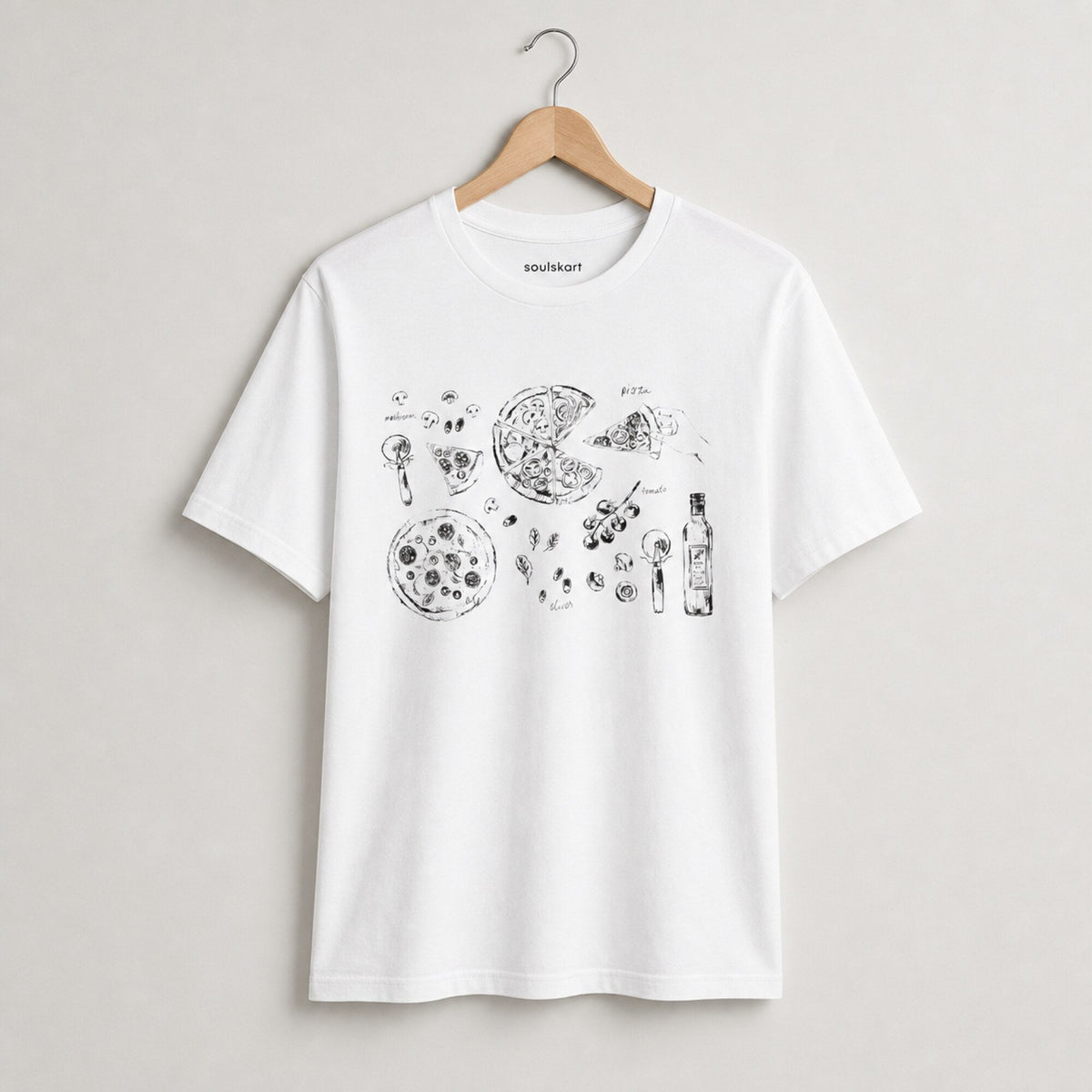 Slice, Slice Baby! Pizza Print T-Shirt — on hanger