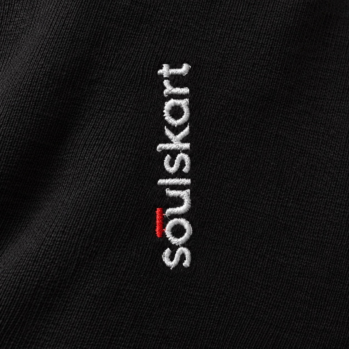Soulskart Slouch Unisex Embroidered Shorts, Soulskart wordmark embroidery close-up