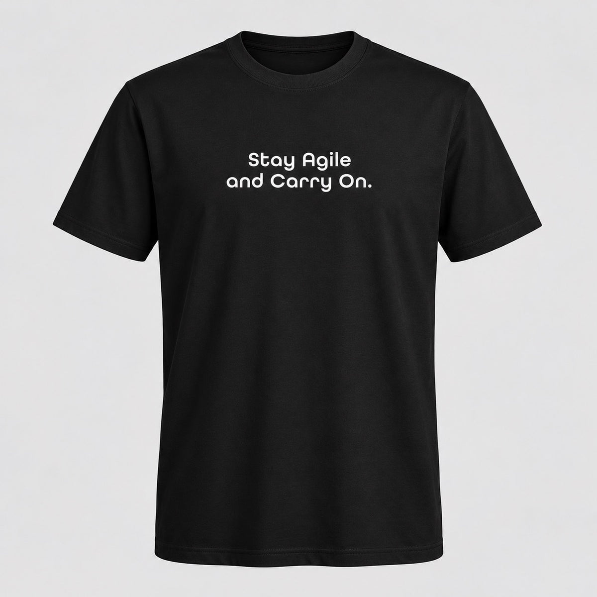 Stay Agile and Carry On Product Manager Tee, ghost mannequin front