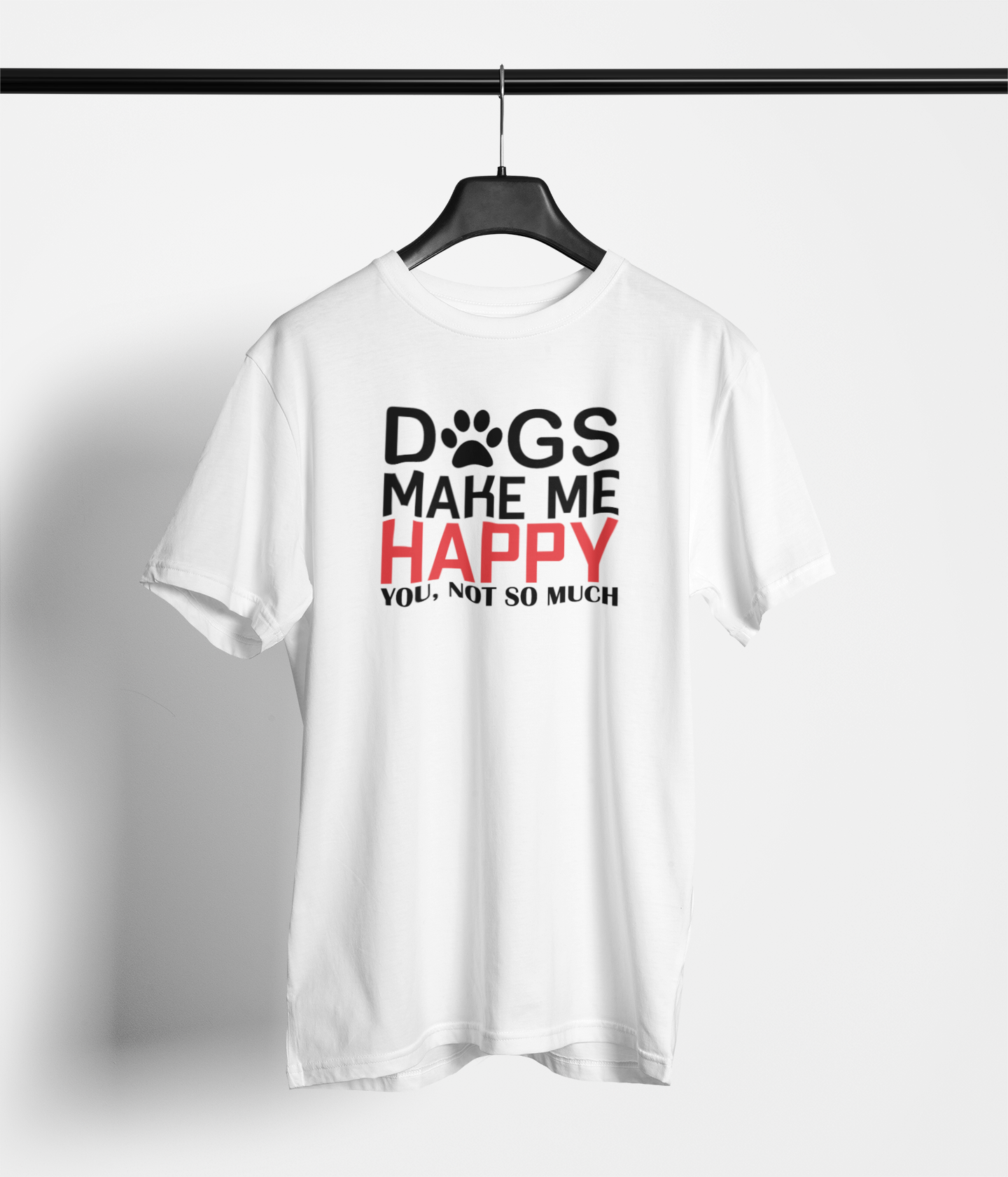 Dogs Make Me Happy Unisex Printed T-Shirt - Main Product Image