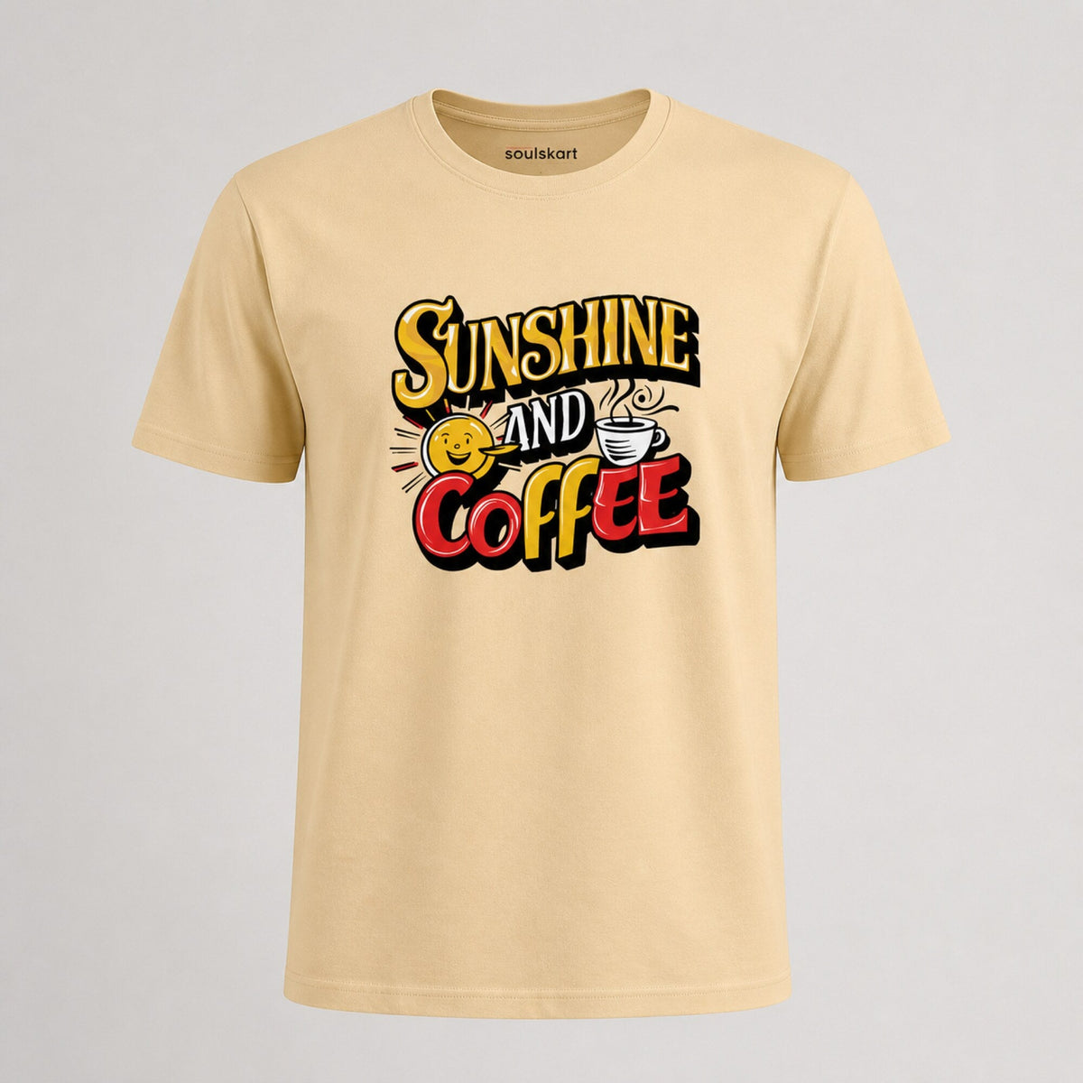 Sunshine and Coffee Tee — Sand — front view