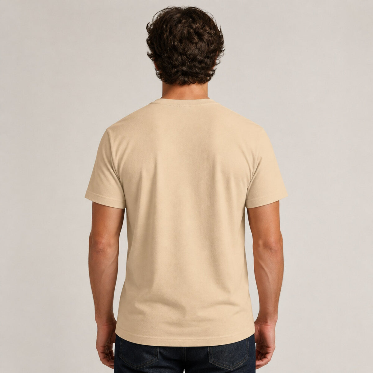 Sunshine and Coffee Tee — Sand — worn on model, back