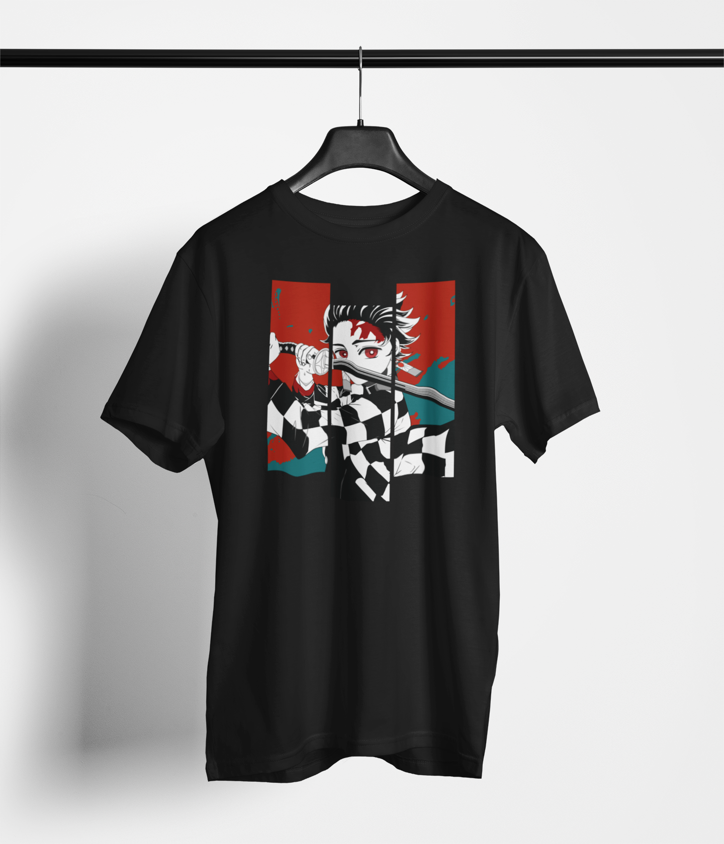 Tanjiro Kamado Panel Art Tee — Black — main product image