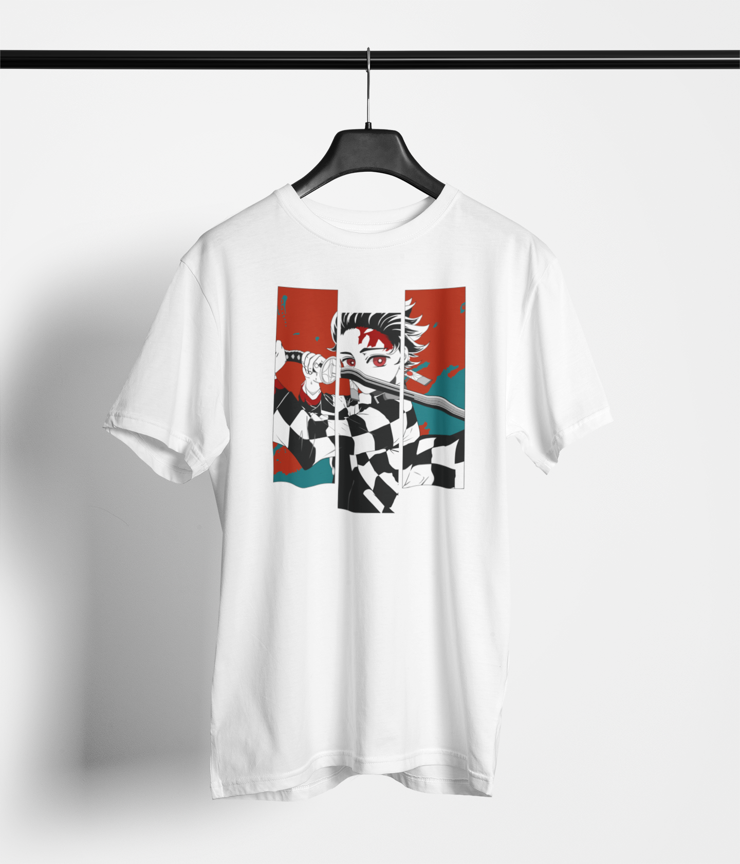 Tanjiro Kamado Panel Art Tee — White — main product image