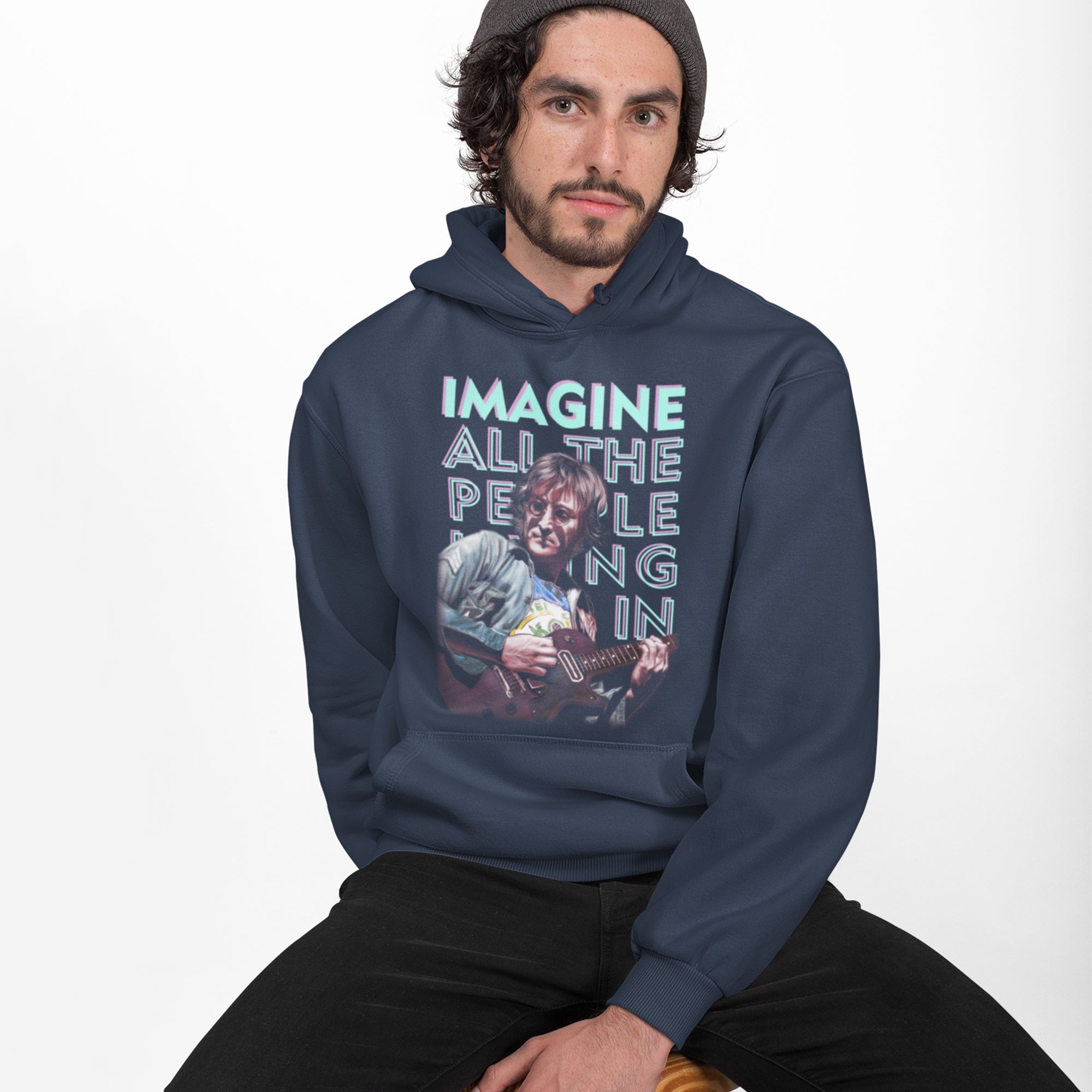 The Beatles Unisex Navy Blue Hoodie — product photo 2