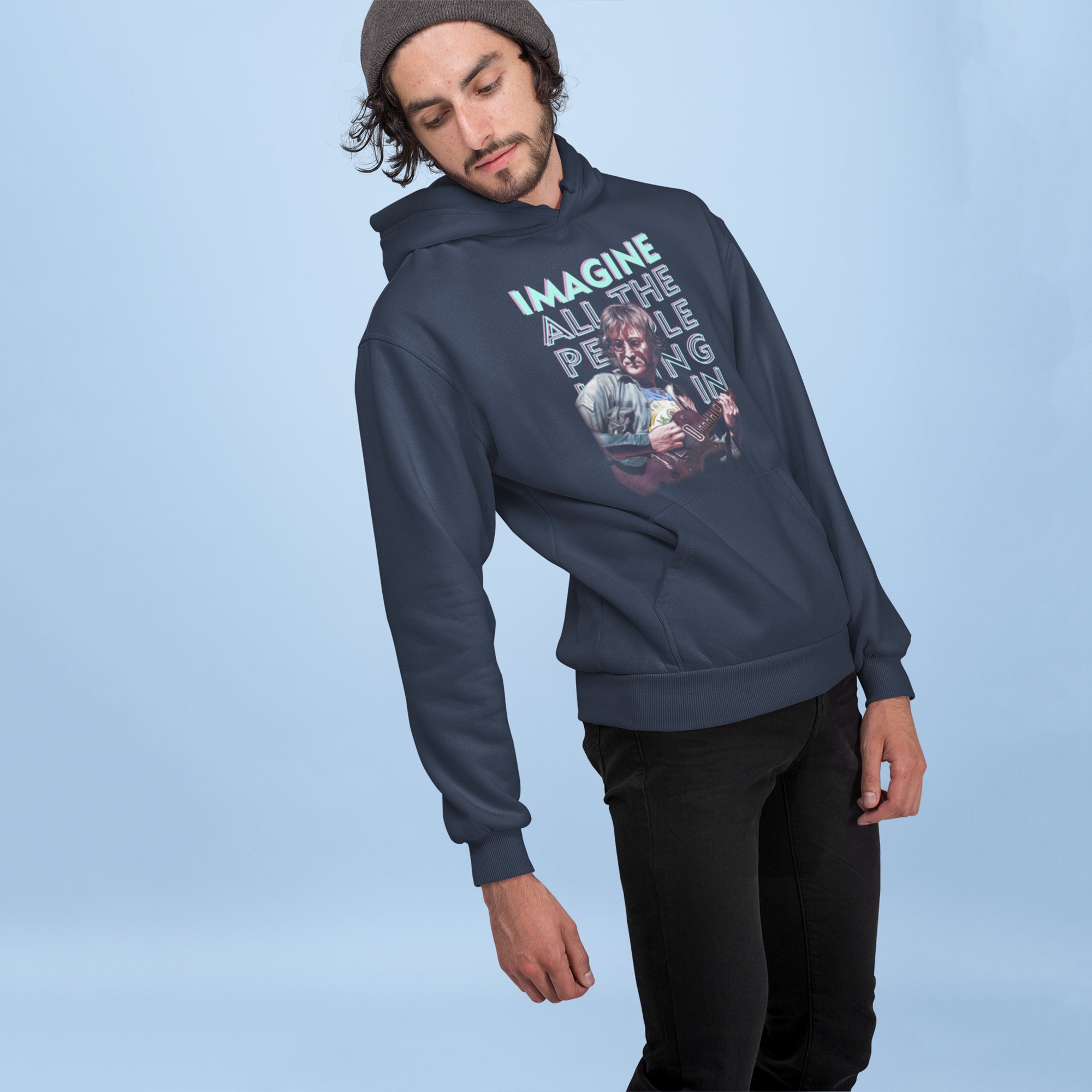 The Beatles Unisex Navy Blue Hoodie — product photo 3