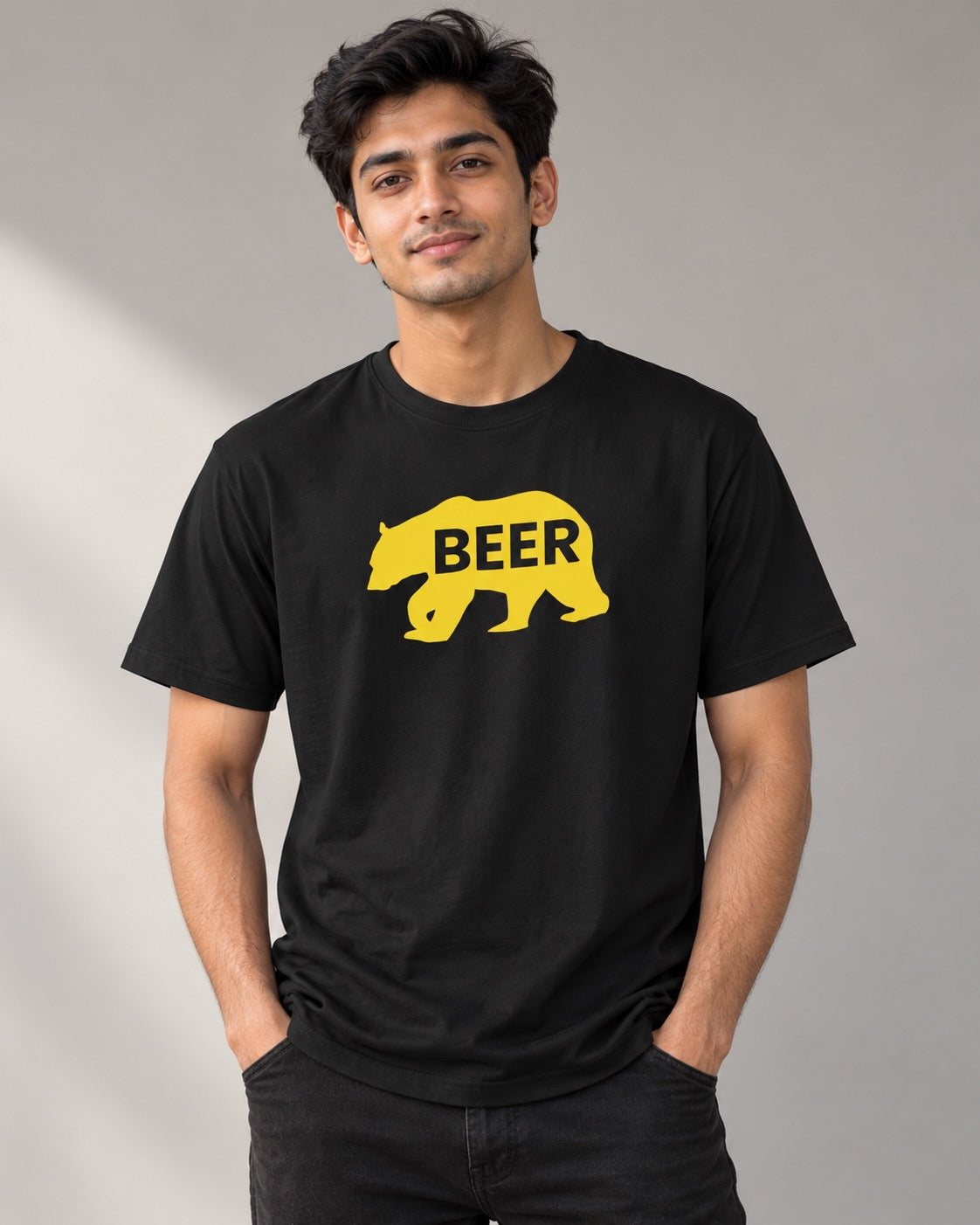 BEER Yellow Bear Silhouette Tee, on-model front