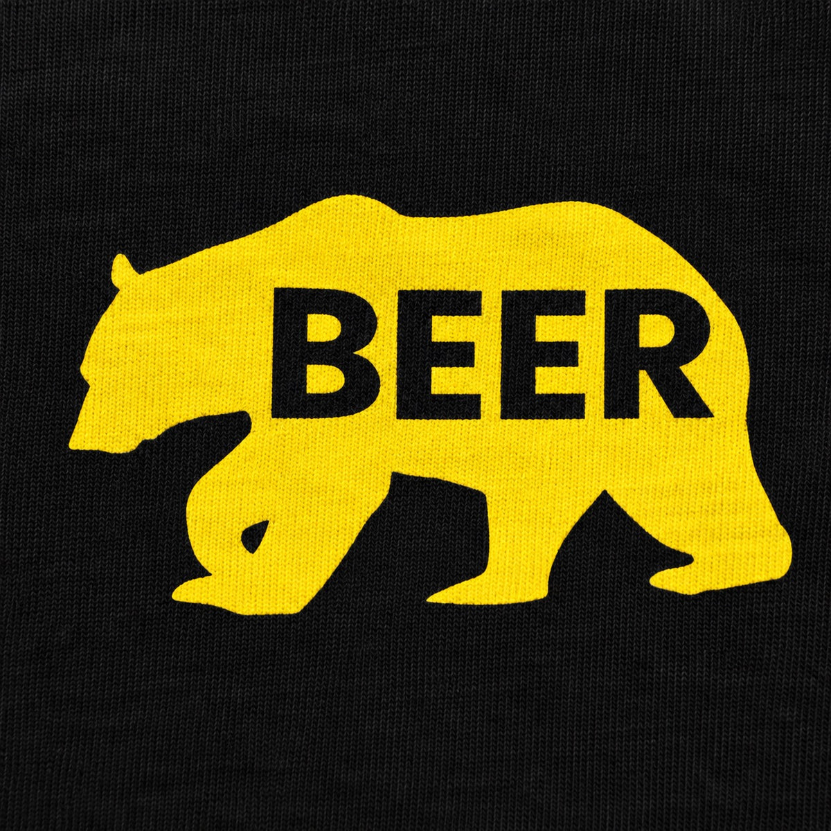 BEER Yellow Bear Silhouette Tee, cotton print close-up