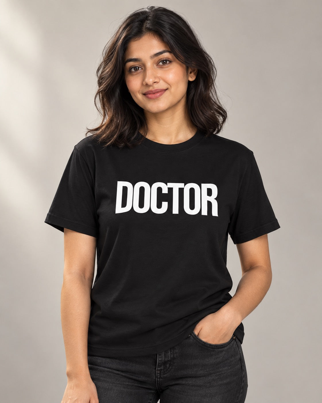 The DOCTOR T-Shirt, on-model front